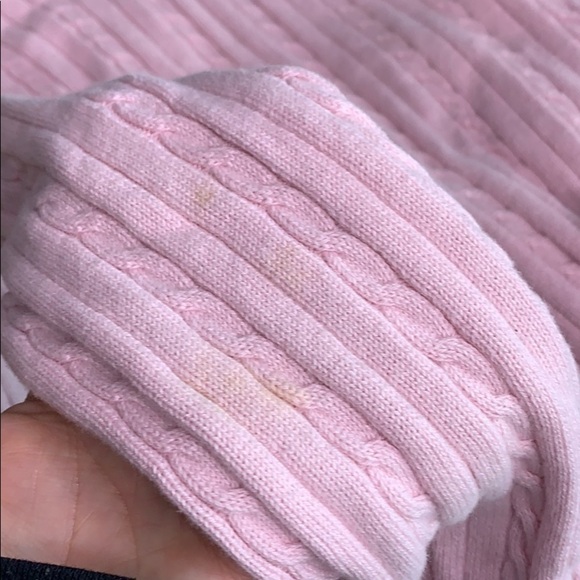 IZOD Cable Knit Long Sleeve V Neck Pink Sweater Medium women’s top - Picture 7 of 8